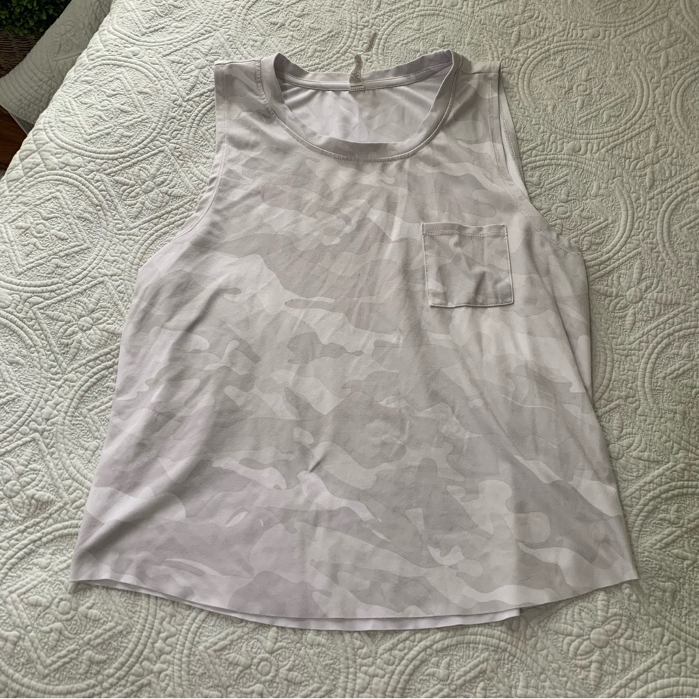 White gray camoflauge print workout Tank Top size medium